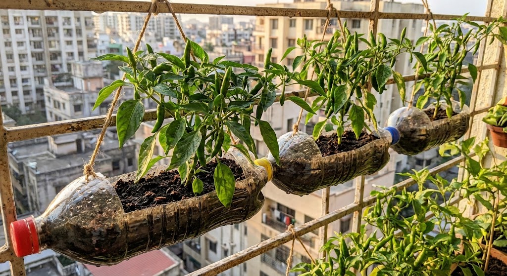 বারান্দায় প্লাস্টিকের বোতলে ১২ মাসি কাঁচামরিচ চাষ: মাটি তৈরির ফর্মুলা ও পূর্ণাঙ্গ গাইড